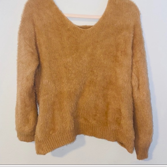SHEIN | Nude Fuzzy Sweater with Twist Back - Picture 3 of 5